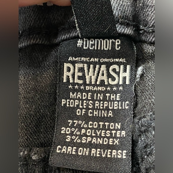 REWASH Brand Jeans Womens 5/27 Black Skinny Distressed Raw Hem Stretch Denim - Picture 14 of 16